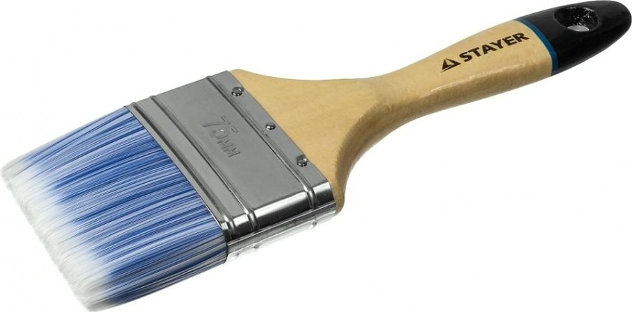 Кисть флейцевая STAYER EURO АQUA для ВД и акриловых ЛКМ, искусств щетина, деревян ручка, 75мм [01062-075]