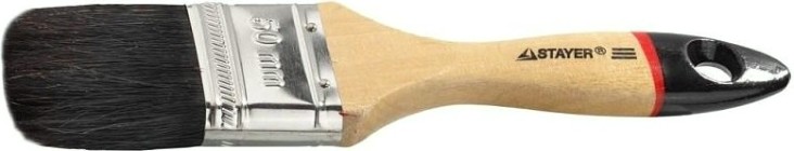 Кисть флейцевая STAYER UNIVERSAL-EURO плоская черная натуральная щетина, деревянная ручк [01022-050]