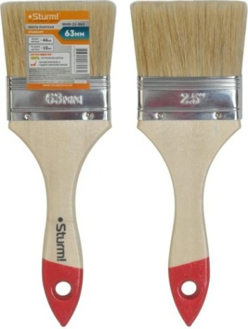 Кисть флейцевая Sturm 9040-21-063 2,5" (63мм), натуральная щетина, деревянная ручка