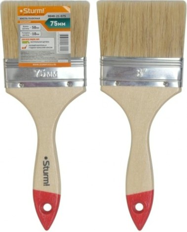 Кисть флейцевая Sturm 9040-21-075 3" (75мм), натуральная щетина, деревянная ручка