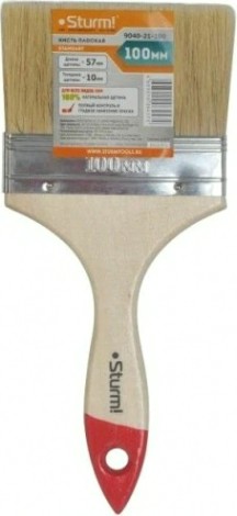 Кисть флейцевая Sturm 9040-21-100 4" (100мм), натуральная щетина, деревянная ручка