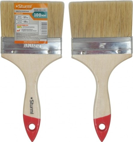 Кисть флейцевая Sturm 9040-21-100 4" (100мм), натуральная щетина, деревянная ручка