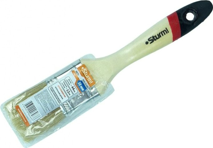 Кисть флейцевая Sturm 9040-22-038 1,5" (38мм), натуральная щетина, деревянная ручка