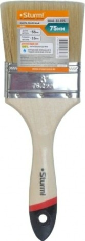Кисть флейцевая Sturm 9040-22-075 3" (75мм), натуральная щетина, деревянная ручка