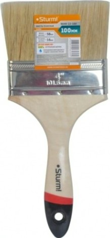 Кисть флейцевая Sturm 9040-22-100 4" (100мм), натуральная щетина, деревянная ручка