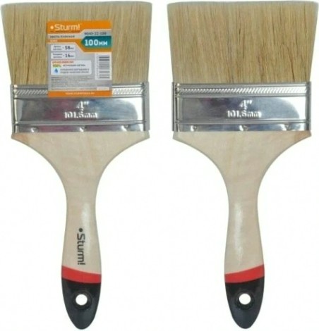 Кисть флейцевая Sturm 9040-22-100 4" (100мм), натуральная щетина, деревянная ручка