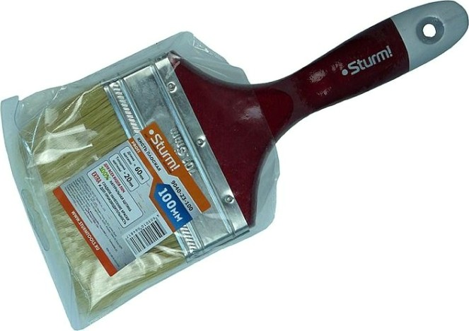 Кисть флейцевая Sturm 9040-23-100 4" (100мм), натуральная щетина, деревянная ручка