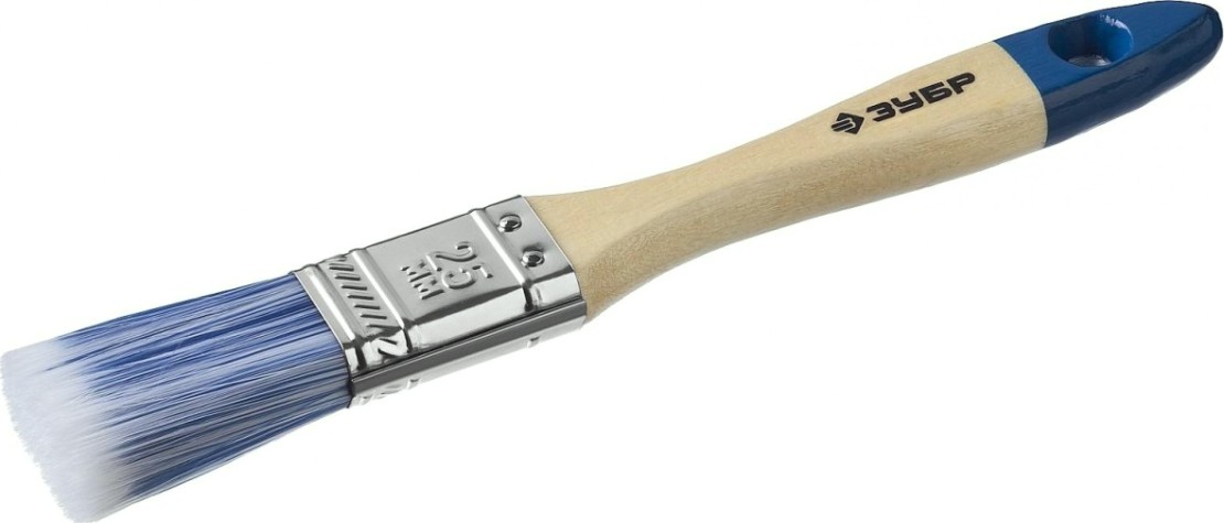 Кисть флейцевая ЗУБР АКВА плоская искусственная щетина, деревянная ручка, 25 [4-01007-025]