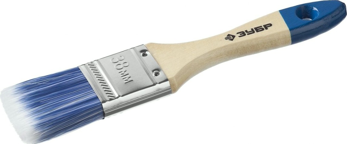 Кисть флейцевая ЗУБР АКВА плоская искусственная щетина, деревянная ручка, 38 [4-01007-038]