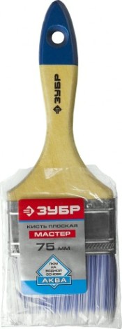 Кисть флейцевая ЗУБР АКВА плоская искусственная щетина, деревянная ручка, 75 [4-01007-075]
