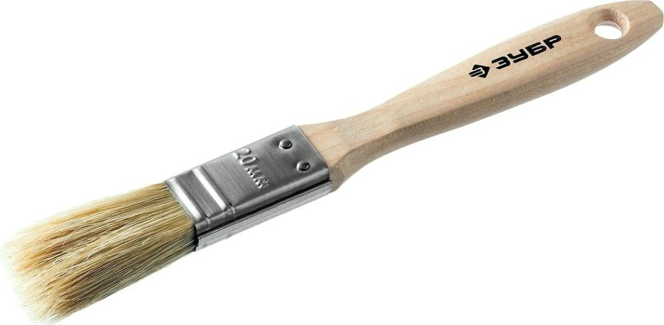 Кисть флейцевая ЗУБР ЭКСПЕРТ плоская светлая натуральная щетина, деревянная руч [01005-020]