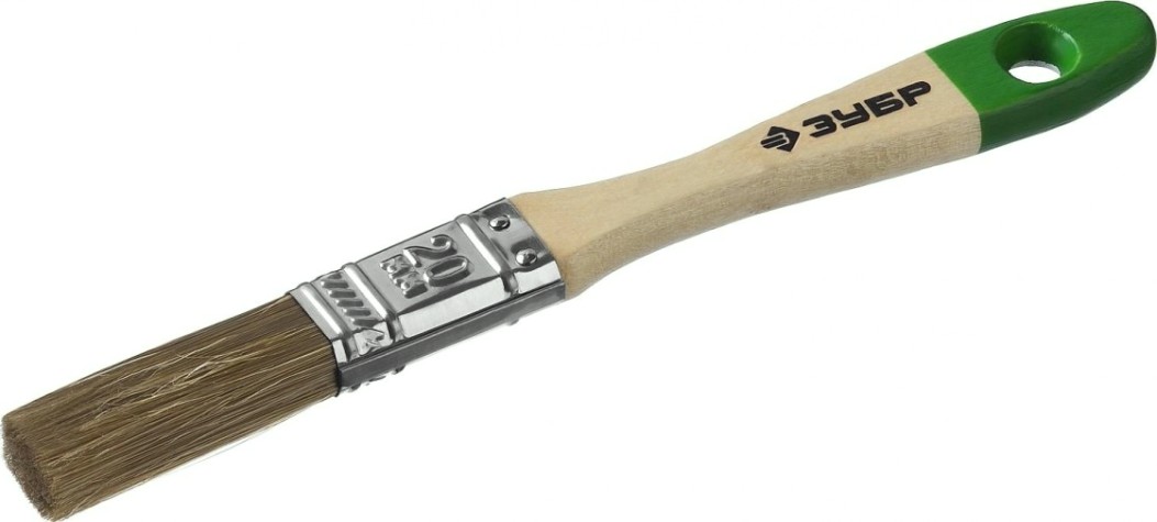 Кисть флейцевая ЗУБР ЛАЗУРЬ плоская смешанная щетина, деревянная ручка, 20мм [4-01009-020]