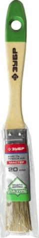 Кисть флейцевая ЗУБР ЛАЗУРЬ плоская смешанная щетина, деревянная ручка, 20мм [4-01009-020]