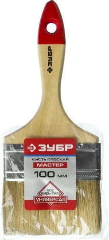 Кисть флейцевая ЗУБР УНИВЕРСАЛ-МАСТЕР 100 мм плоская натуральная щетина, дер. ручка [4-01003-100]