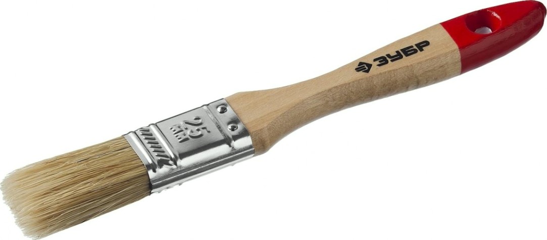 Кисть флейцевая ЗУБР УНИВЕРСАЛ-МАСТЕР 25 мм плоская натуральная щетина, дер. ручка [4-01003-025]