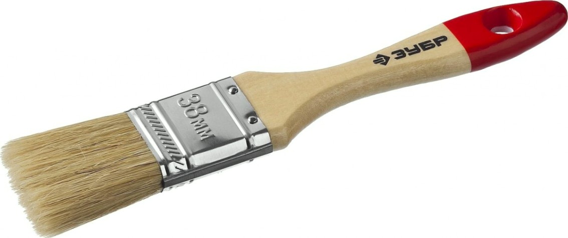 Кисть флейцевая ЗУБР УНИВЕРСАЛ-МАСТЕР 38 мм плоская натуральная щетина, дер. ручка [4-01003-038]