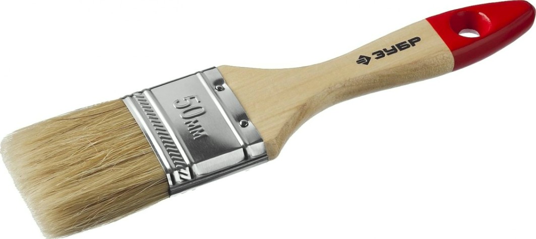 Кисть флейцевая ЗУБР УНИВЕРСАЛ-МАСТЕР 50 мм плоская натуральная щетина, дер. ручка [4-01003-050]