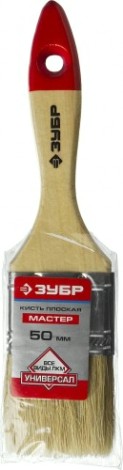 Кисть флейцевая ЗУБР УНИВЕРСАЛ-МАСТЕР 50 мм плоская натуральная щетина, дер. ручка [4-01003-050]