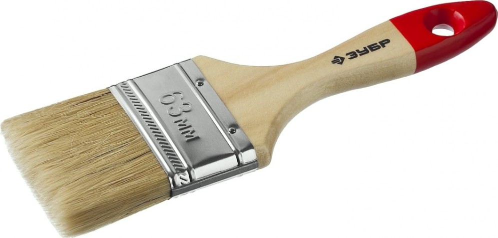 Кисть флейцевая ЗУБР УНИВЕРСАЛ-МАСТЕР 63 мм плоская натуральная щетина, дер. ручка [4-01003-063]
