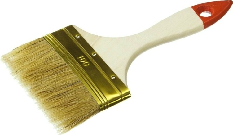 Кисть флейцевая ЗУБР УНИВЕРСАЛ плоская светлая щетина, деревянная ручка, 100мм [01099-100_z01]
