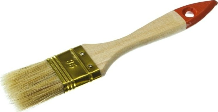 Кисть флейцевая ЗУБР УНИВЕРСАЛ плоская светлая щетина, деревянная ручка, 35мм [01099-038_z01]