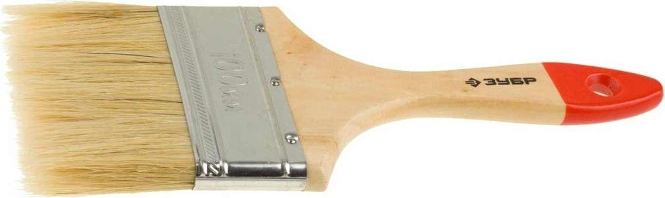 Кисть флейцевая ЗУБР УНИВЕРСАЛ-СТАНДАРТ 100 мм плоская, натуральная щетина, дер. ручка [4-01001-100]