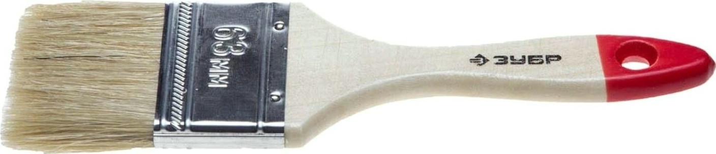 Кисть флейцевая ЗУБР УНИВЕРСАЛ-СТАНДАРТ 63 мм плоская, натуральная щетина, дер. ручка [4-01001-063]