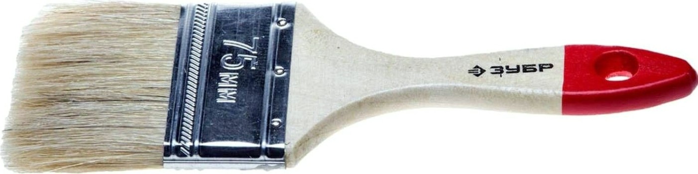 Кисть флейцевая ЗУБР УНИВЕРСАЛ-СТАНДАРТ 75 мм плоская, натуральная щетина, дер. ручка [4-01001-075]