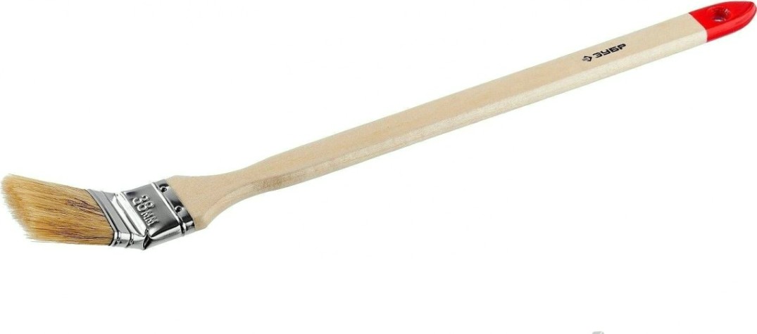 Кисть радиаторная ЗУБР МАСТЕР угловая светлая натуральная щетина, деревянная руч [01041-038]