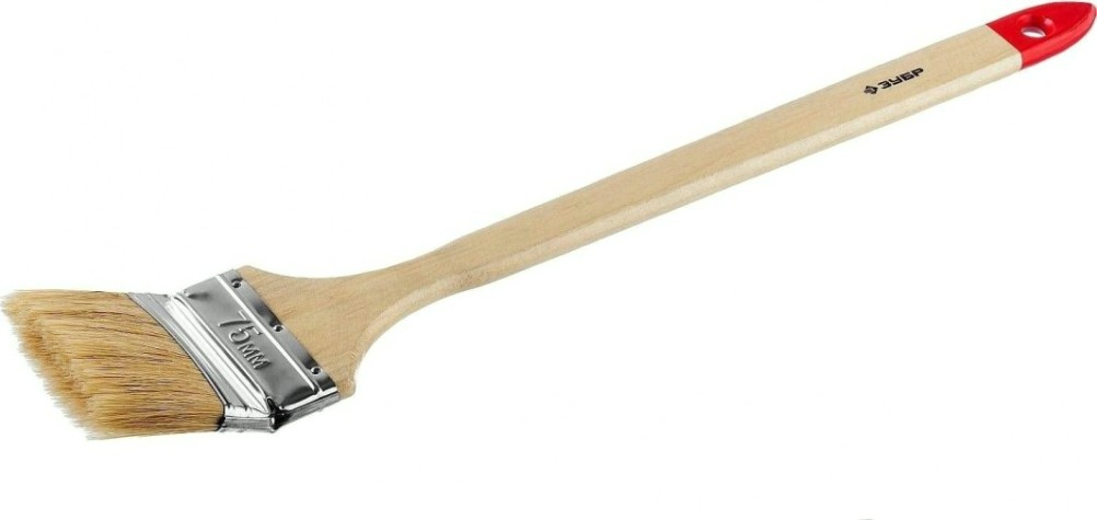 Кисть радиаторная ЗУБР МАСТЕР угловая светлая натуральная щетина, деревянная руч [01041-075]
