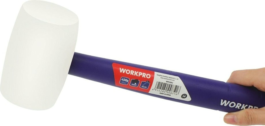 Киянка WORKPRO WP241040 450гр. резиновая с пластиковой рукояткой, белая