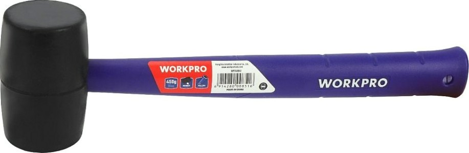 Киянка WORKPRO WP241041 450гр. резиновая с пластиковой рукояткой, черная
