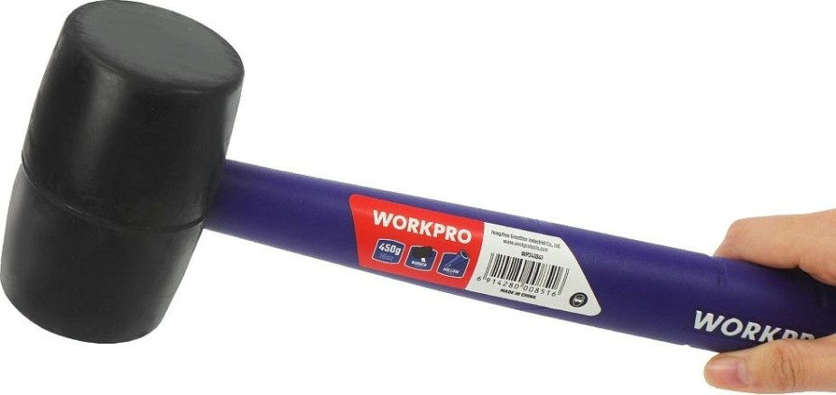 Киянка WORKPRO WP241041 450гр. резиновая с пластиковой рукояткой, черная