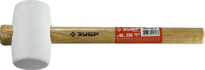 Киянка ЗУБР МАСТЕР EURO резиновая белая, с деревянной ручкой, 230г [20511-230_z01]