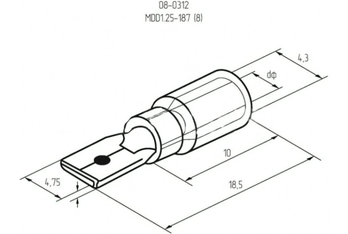 Клемма плоская REXANT 08-0312 (уп 100 шт) изолированная РПи-п 1.5-(4.8)/РПИп 1,25-5 [08-0312]