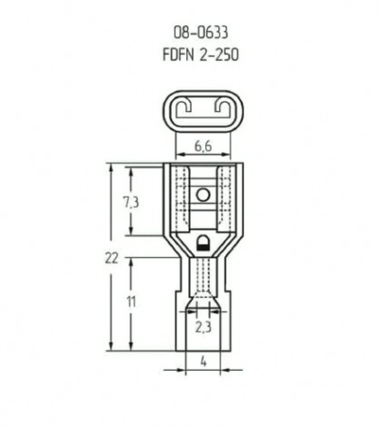 Клемма плоская REXANT 08-0633 (уп 100 шт) изолированная в нейлоне РПи-м(н) 2.5-(6.3) [08-0633]