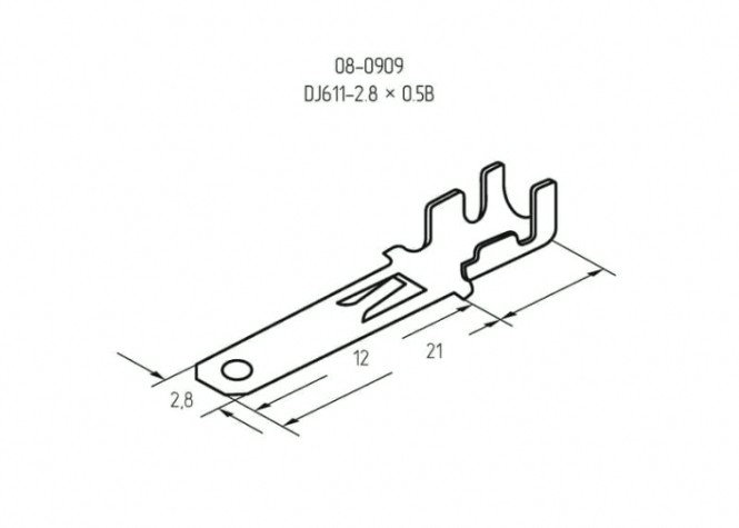 Клемма плоская REXANT 08-0909 (уп 100 шт) штекер 2.8 мм 0.75-1.5 мм² (РП-п 1.5-(2.8)) [08-0909]