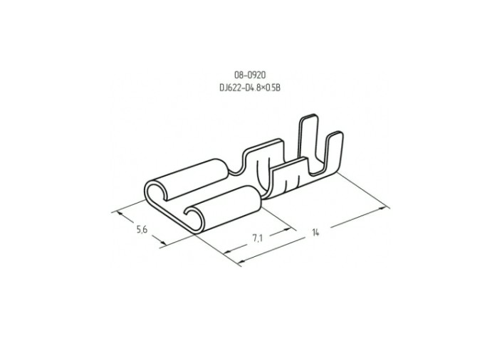 Клемма плоская REXANT 08-0920 (уп 100 шт) гнездо 5,6 мм 0.75-1.5 мм² (РП-м 1.5-(4.8)) [08-0920]