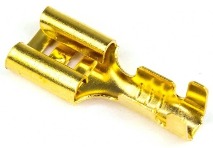 Клемма плоская REXANT 08-0921 (уп 100 шт) гнездо 7.5 мм 1-2.5 мм² (РП-м 2.5-(6.3)) [08-0921]