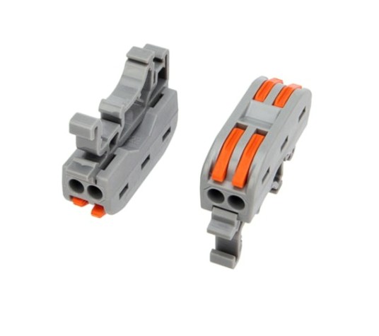 Клемма проходная REXANT СМК 222-422D 2-полюсная, на DIN-рейку (0,08-4 мм²) серая 50шт. [07-5239]