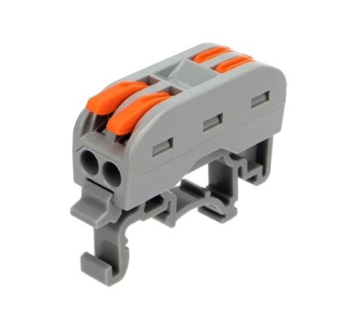 Клемма проходная REXANT СМК 222-422D 2-полюсная, на DIN-рейку (0,08-4 мм²), серая, 5шт [07-5239-05]