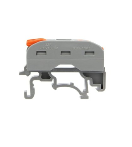 Клемма проходная REXANT СМК 222-423D 3-полюсная, на DIN-рейку (0,08-4 мм²) серая 50шт [07-5238]