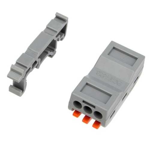 Клемма проходная REXANT СМК 222-423D 3-полюсная, на DIN-рейку (0,08-4 мм²), серая 5шт [07-5238-05]