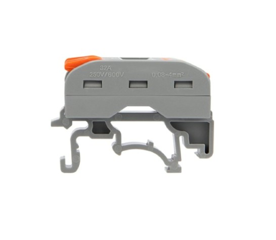 Клемма проходная REXANT СМК 222-423D 3-полюсная, на DIN-рейку (0,08-4 мм²), серая 5шт [07-5238-05]