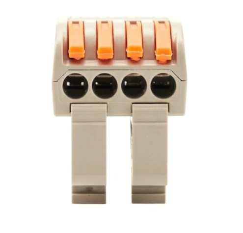 Клемма проходная REXANT СМК 222-424D 4-полюсная, на DIN-рейку (0,08-4 мм²), серая 4шт [07-5237-04]