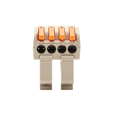 Клемма проходная REXANT СМК 222-424D 4-полюсная,на DIN-рейку (0,08-4 мм²) серая 50шт [07-5237]