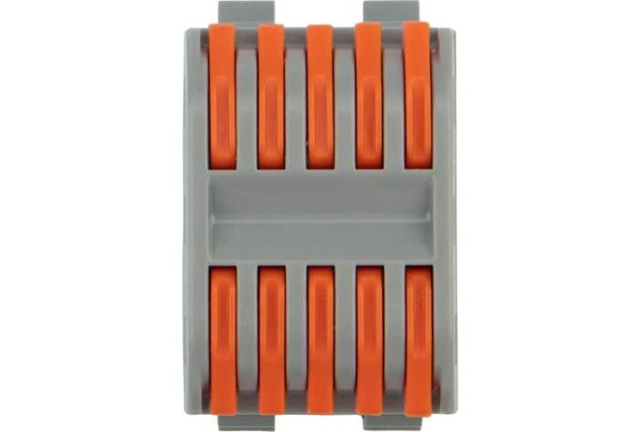 Клемма проходная REXANT СМК 222-425D 5-полюсная, на DIN-рейку (0,08-4 мм²), серая 4шт [07-5236-04]