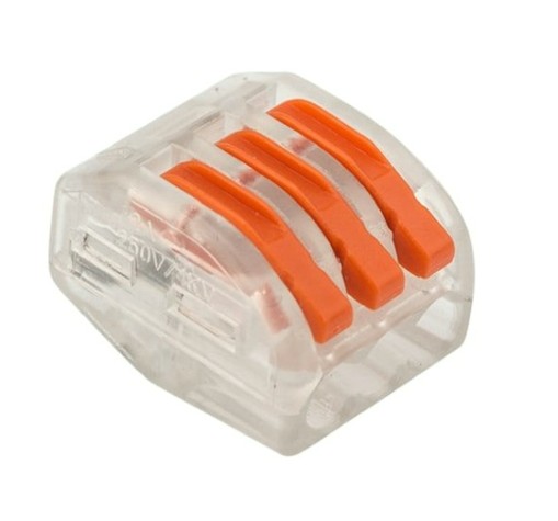 Клемма REXANT СМК 222-413 универсальная 3-проводная прозрачная 0,08-2,5/4 мм [07-5253-1]