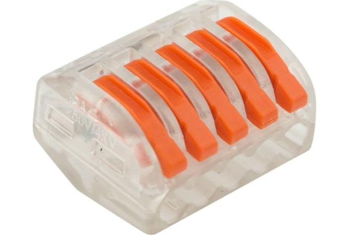 Клемма REXANT СМК 222-415 универсальная 5-проводная прозрачная 0,08-2,5/4 мм [07-5255-1]