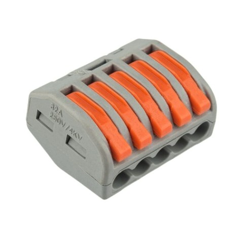 Клемма REXANT СМК 222-415 универсальная 5-проводная серая 0,08-2,5/4 мм² (40 [07-5255-4]